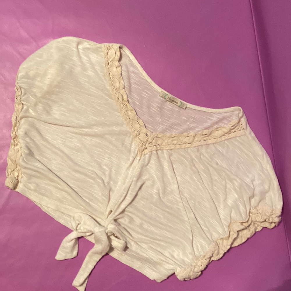 Cream Cropped Top With Lace detail  by Gorgeous | Size M